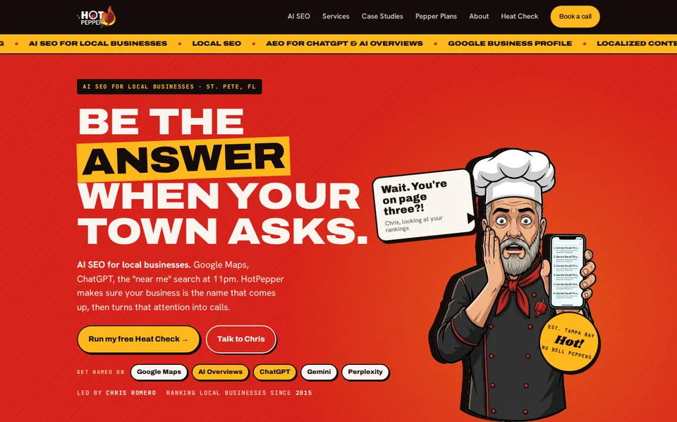 The HotPepper Agency homepage, designed and built by the same kitchen